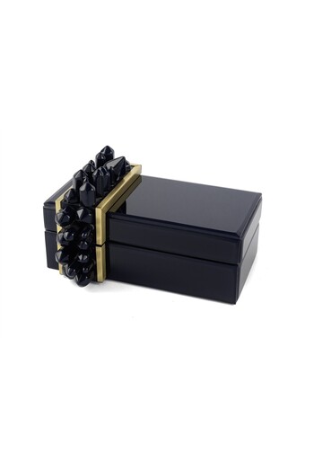 Mikasa Moor Polky Navy Blue Glass Coated Box 21X15X12Cm
