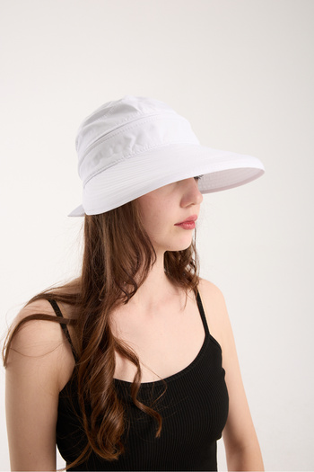 OX-RA White Uv Protection Zippered Detachable Bow Hat