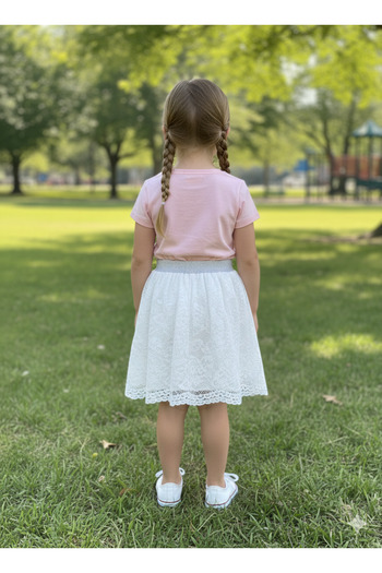 FESSHERA KİDS Girl's Skirt with Lace, Elastic Waist and Glitter, Stylish Design for Special Occasions and Holidays, October 29, April 23