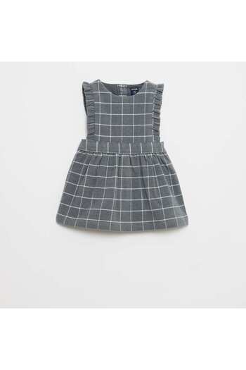 KIABI Flannel Dress + Tights Set - 2 pieces GREY