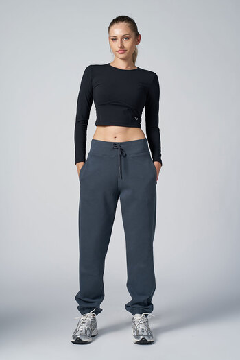 bilcee Women's Smoked Women's Brushed Soft Textured Elastic Leg High Waisted Sweatpants 4784