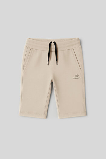 TOMMY LIFE Beige Standard Fit Basic Boys' Shorts - 11303