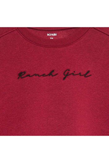 KIABI Sweatshirt with embroidery and fringing on the sleeves RED