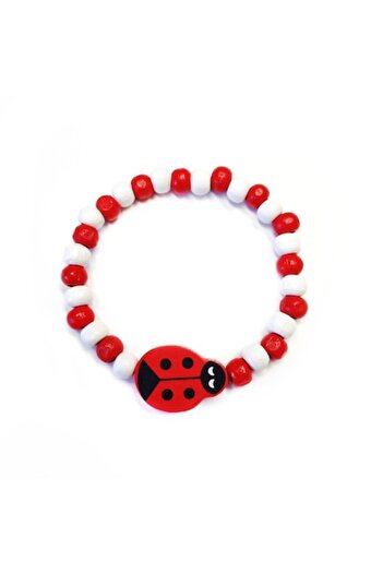 Wild Bracelets Children's bracelet with elastic Ladybug charm, with wooden beads