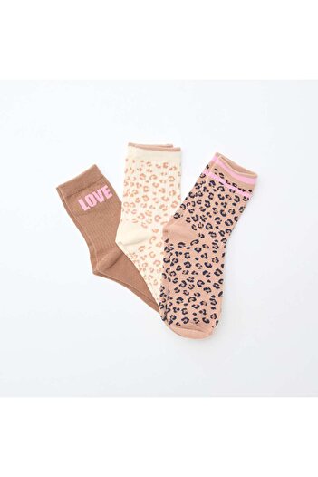 KIABI Pack of 3 pairs of socks BROWN