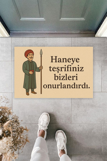 Dormot Haneye Your Patronage Honored Us Written Ottoman-Themed Doormat 70X45Cm