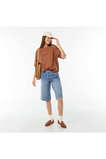 KIABI Oversized round neck T-shirt BROWN