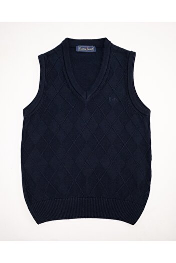 Doctor junior Boy's Diamond Patterned Navy Blue School Sweater