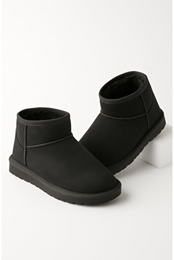 Zilvana Girl's Black Short Ankle Length Fur Winter Boots