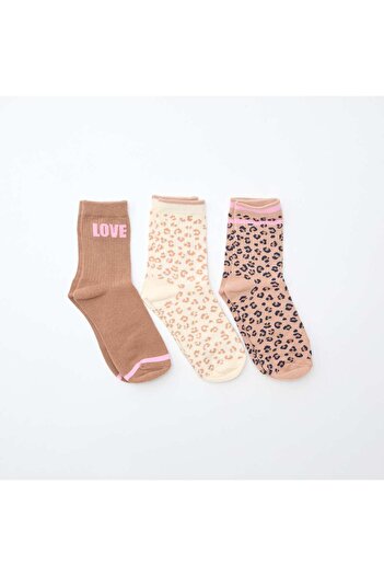 KIABI Pack of 3 pairs of socks BROWN