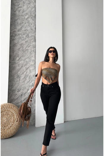 By Mop Mom Fit Enzyme Stone Wash Jeans Pants Black D2006