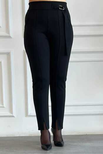 My-o Women's Leg Slit Detailed Side Pocket Steel Interlock Knitted Pants Leggings S-5Xl
