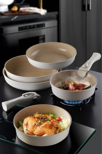 NEOFLAM Midas Beige 7 Piece Induction Compatible Pan Set