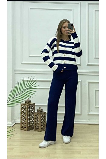 LOBOLIC Women's Comfortable Fit Striped Knitwear Set