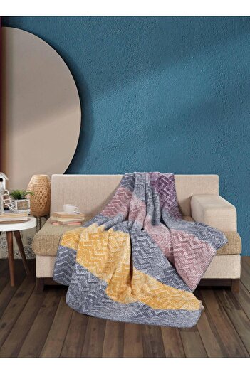Bayev Colorful Zigzag Striped Double Cotton Blanket 200 X 220