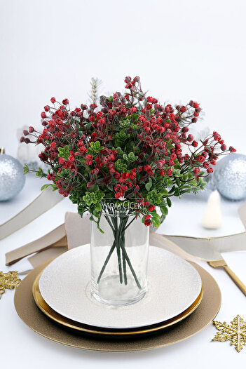 Yapay Çiçek Deposu Artificial Flower 5-Branch Powdered Bud Kokina Bunch 30 cm