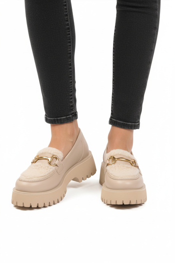 Aspor Beige Thick Soled Women's Casual Shoes