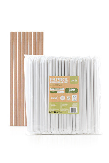 Mank paper straws, individually wrapped, 8 mm x 23 cm, 200 pcs