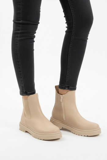 Aspor Beige Women's Boots with Fleece Inside and Zipper