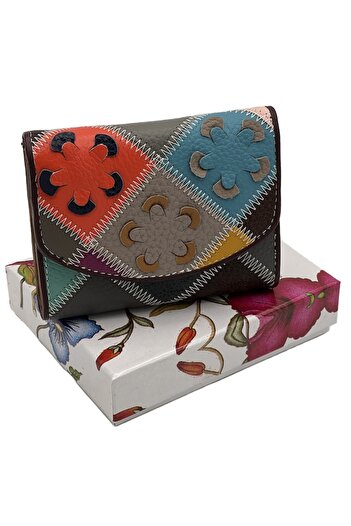 Micutz Women's Multicolor Wallet, Compact with Floral Pattern, Leather, 11.5x9x2.5 cm