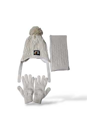 Aware Time Kitti 4-8 Years Old Boys' Fleece-Lined Scarf, Beanie, Gloves 3-Piece Set
