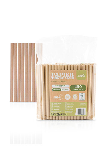 Mank paper straws, 8 mm x 15 cm, 150 pcs