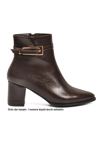 Aspor Brown Narrow Fit Women's Heeled Boots with Fleece Inside