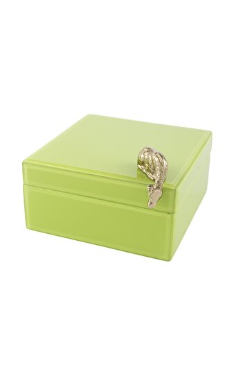 Mikasa Moor Green Gold Giraffe Glass Box 24X22X14Cm