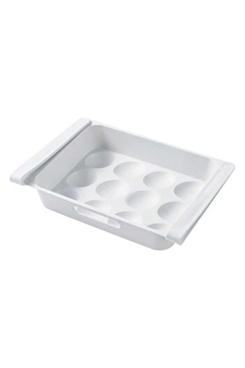 ANTBRO Drawer Tray for 12 Eggs with Clamping Function, White Plastic, 26x18x5cm