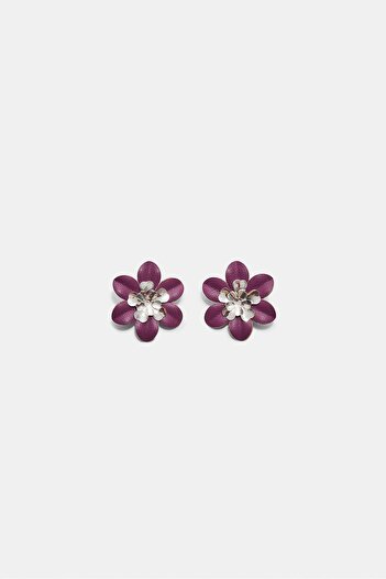 Stradivarius Contrast leather effect flower earrings
