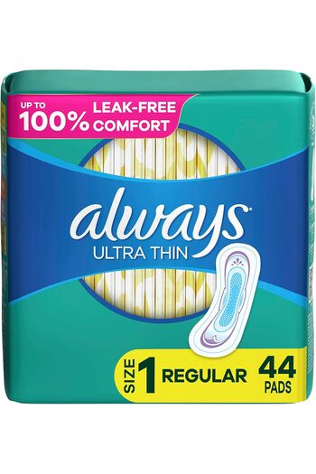 Always Ultra Thin Pads, Regular Absorbency, 44 Count – Comfortable, Reliable Protection