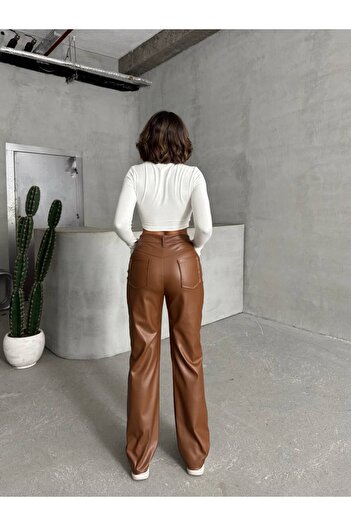 Ecenin Favorileri Faux Leather Women's Trousers