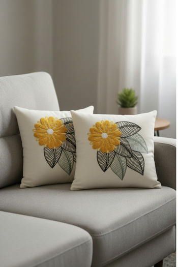 homytextiles Modern Design Punch Embroidered Decorative 2-Piece Throw Pillow Cover