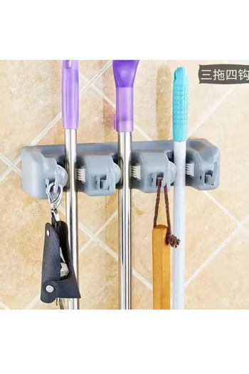 Generic Wall Mounted Mop and Broom Holder Grey 26x7x9Ø³Ù†ØªÙŠÙ…ØªØ±