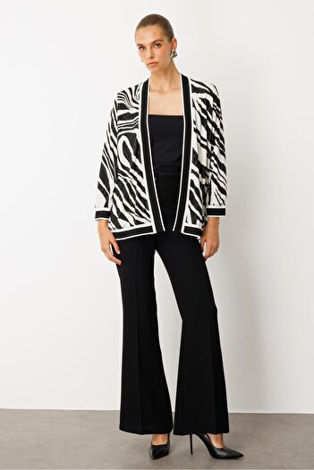 Moda İlgi Modailgi Zebra Desen Ribanalı Ceket Zebra