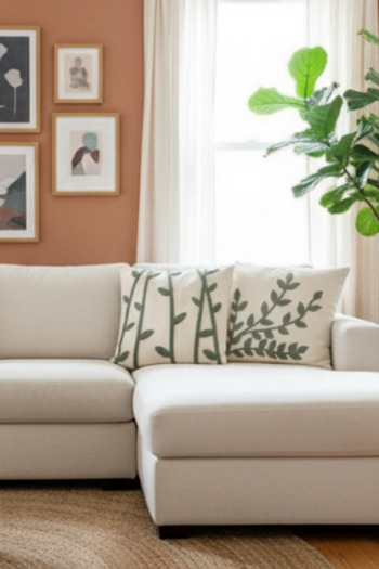 homytextiles Modern Design Punch Embroidered Decorative 2-Piece Throw Pillow Cover