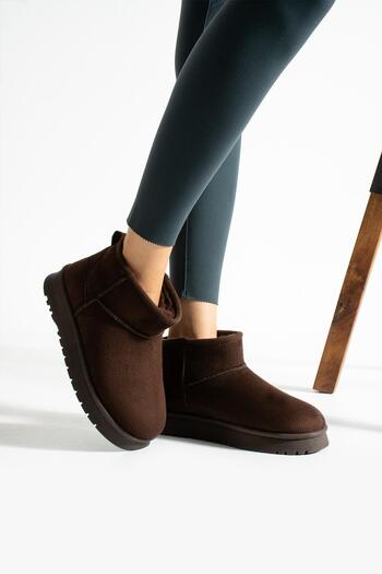 ShoeTek Lesva Women's Boots with Fur Inside Brown Suede