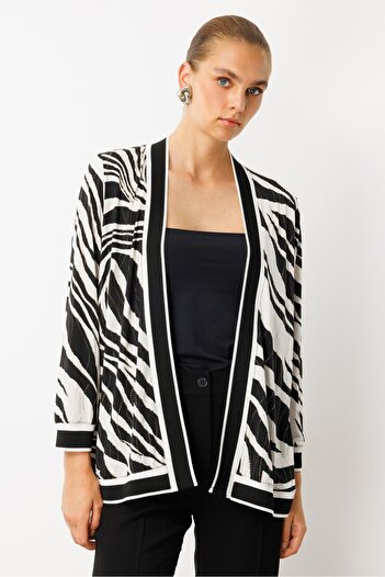 Moda İlgi Modailgi Zebra Desen Ribanalı Ceket Zebra