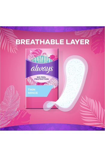 Always Thin Dailies Regular Sanitary Napkins – 20 Liners, Light Absorbency, Daily Comfort & Freshness