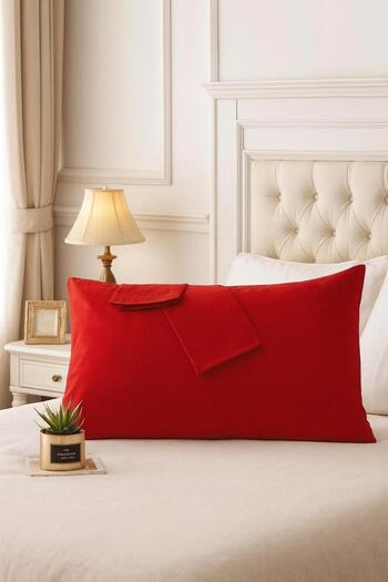 Lio20 50 X 70 cm Size Cotton Fabric Covered 2-Piece Pillowcase Set - Red