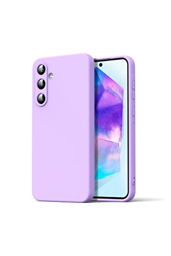 Samsung Galaxy A55 case made of velvety silicone with camera protection - Purple