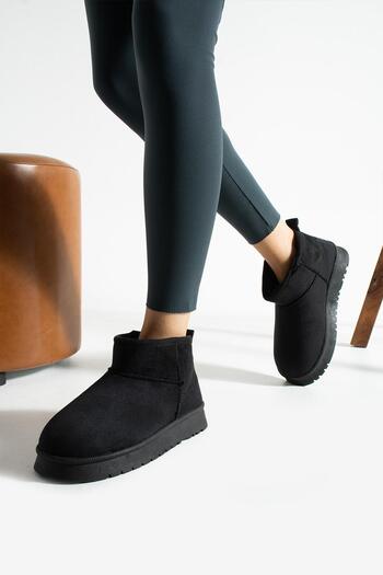ShoeTek Lesva Women's Boots Black Suede with Fur Inside