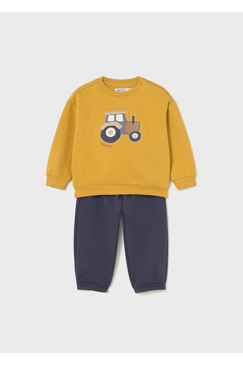 MAYORAL Baby Boy 2-Piece Set (1-4 Years) – Dog Printed Yellow Sweatshirt and Anthracite Sweatpants
