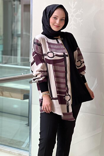 Ghisa Asymmetrical Zippered Satin Knitwear Combination Tunic