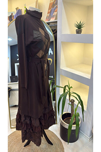 MissWhence Patchwork Double Dress 38808 Coffee