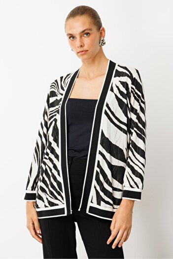 Moda İlgi Modailgi Zebra Desen Ribanalı Ceket Zebra