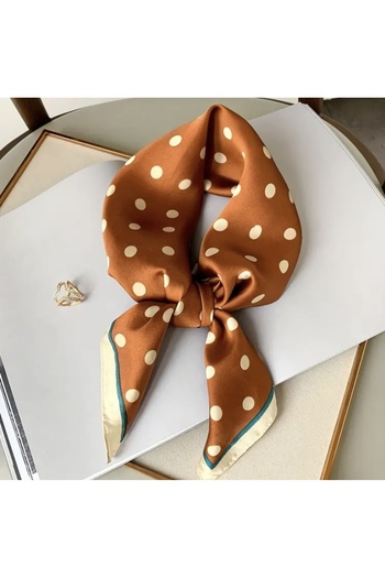 Accessories Hei Orange Polka Dot Patterned Stylish Silk-Look Square Scarf Foulard Women's Accessory