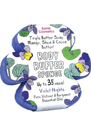 Bomb Cosmetics Violet Nights Body Buffer Exfoliating Soap with Sponge,