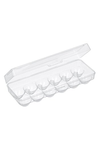 ANTBRO Support for 12 eggs made of plastic 0% BPA Antbro®, transparent, with lid, 28 x 10.2 x 7.2 cm