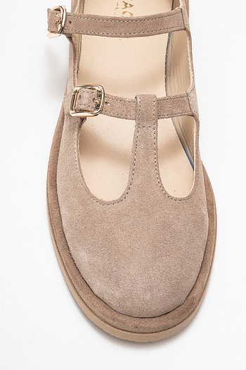 Dericlub Women's Double Buckle Casual Shoes Real Leather Rc 40205 Beige